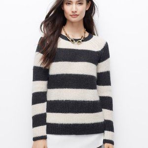 ANN TAYLOR $98 Striped Two-In-One Sweater ~ XL ~ NWT ~ City Grey/White